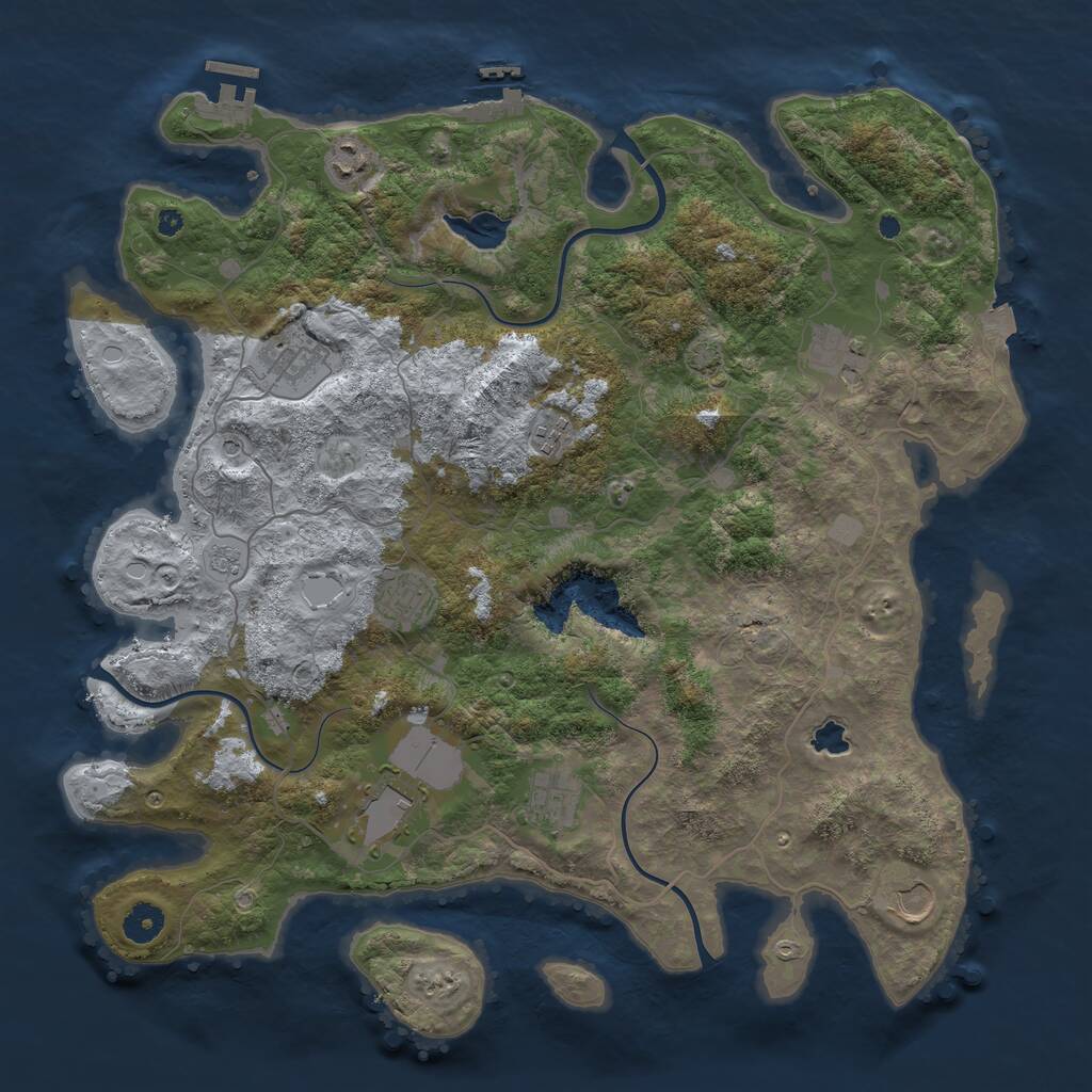 Rust Map: Procedural Map, Size: 4100, Seed: 63259426, 14 Monuments
