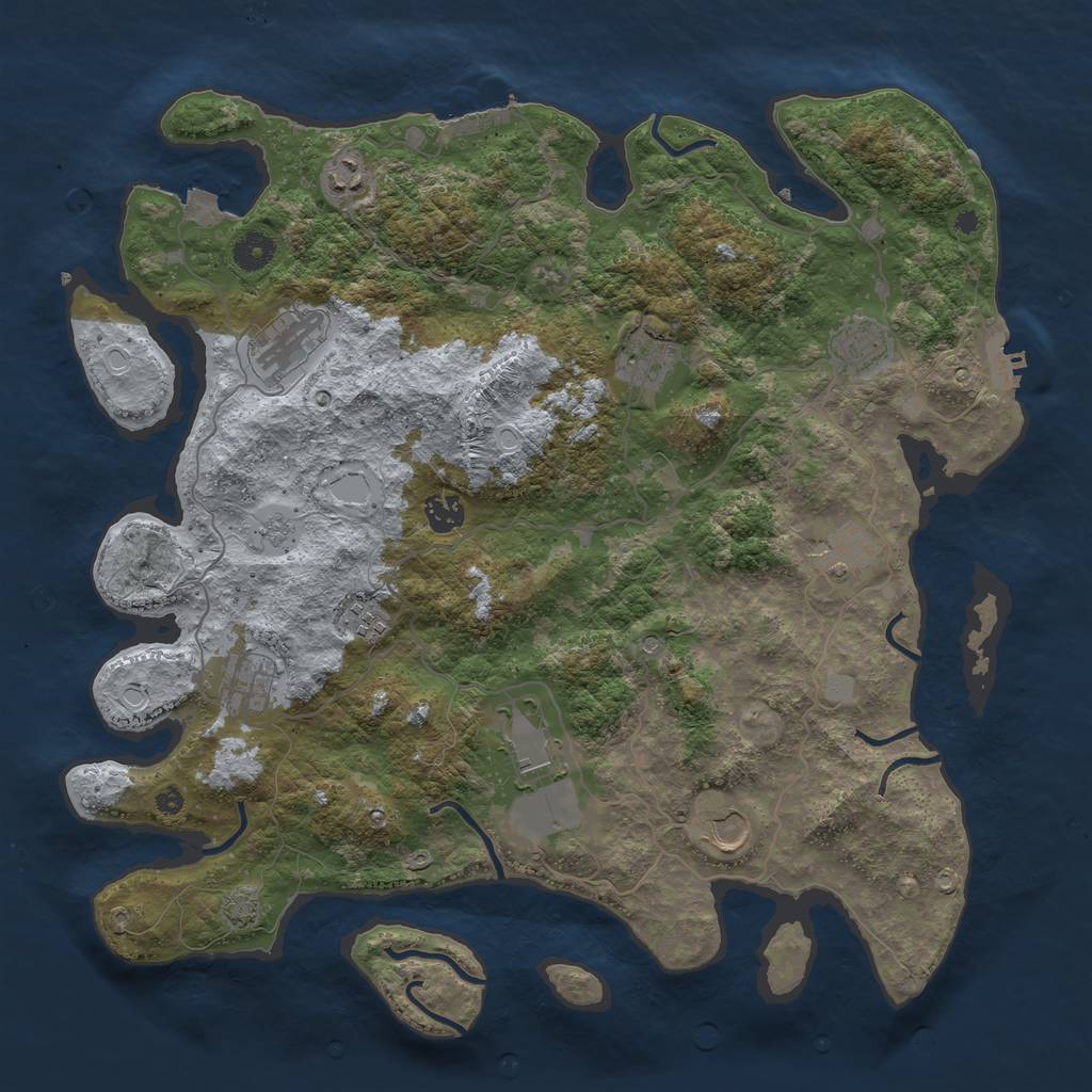 Rust Map: Procedural Map, Size: 4100, Seed: 63259426, 18 Monuments