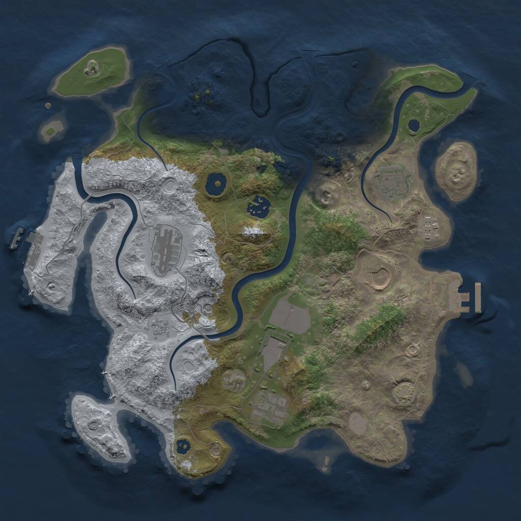 Rust Map: Procedural Map, Size: 3500, Seed: 1255396133, 13 Monuments