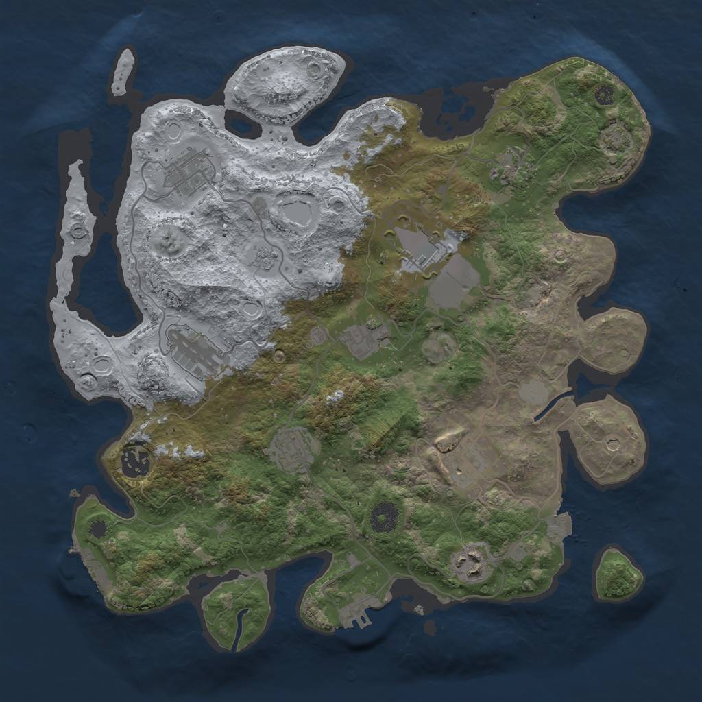 Rust Map: Procedural Map, Size: 3500, Seed: 1474238667, 17 Monuments