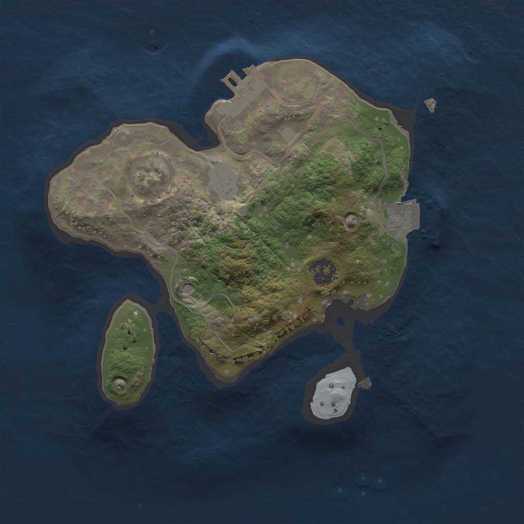 Rust Map: Procedural Map, Size: 2000, Seed: 1404165379, 4 Monuments