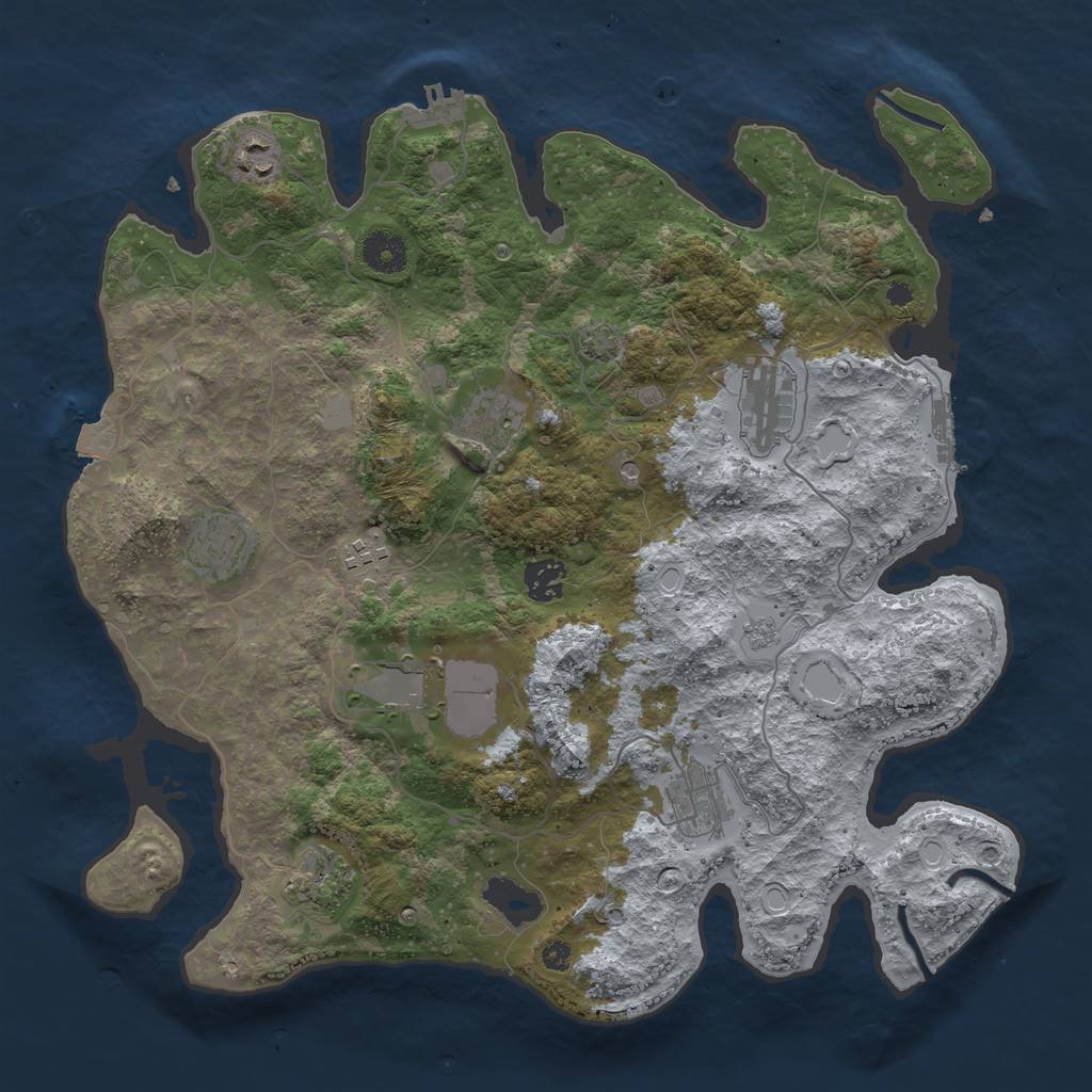 Rust Map: Procedural Map, Size: 3750, Seed: 123658392, 17 Monuments