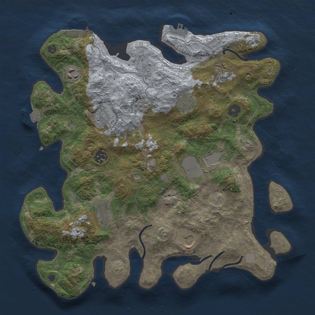 Rust Map: Procedural Map, Size: 3700, Seed: 602110045, 17 Monuments