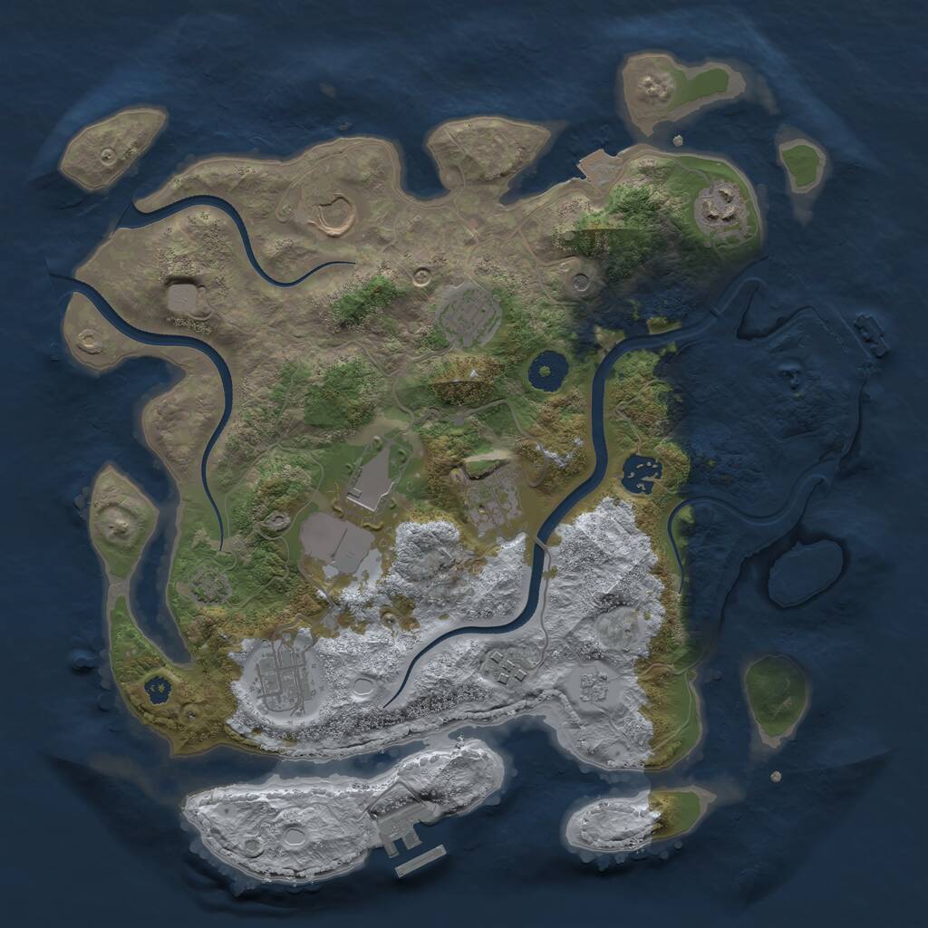 Rust Map: Procedural Map, Size: 3500, Seed: 57506369, 14 Monuments