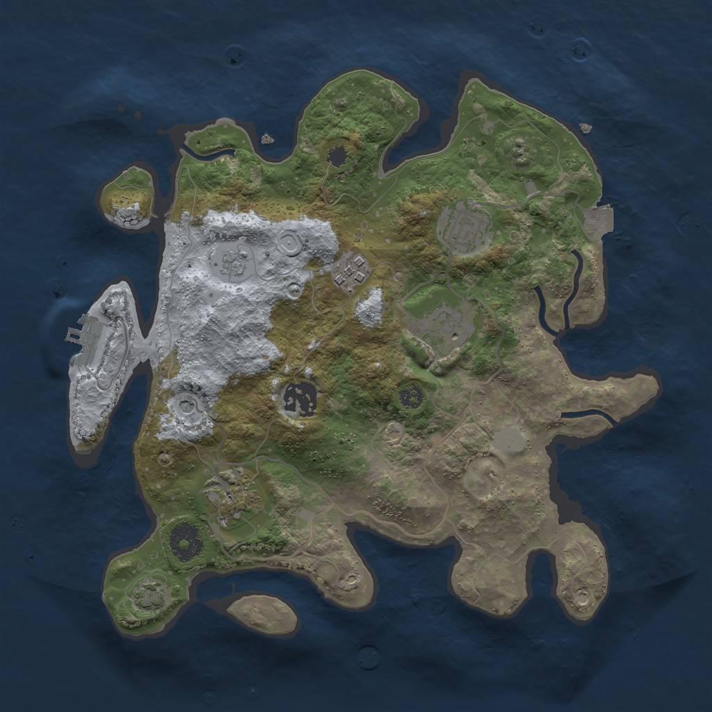 Rust Map: Procedural Map, Size: 3000, Seed: 1147054729, 12 Monuments