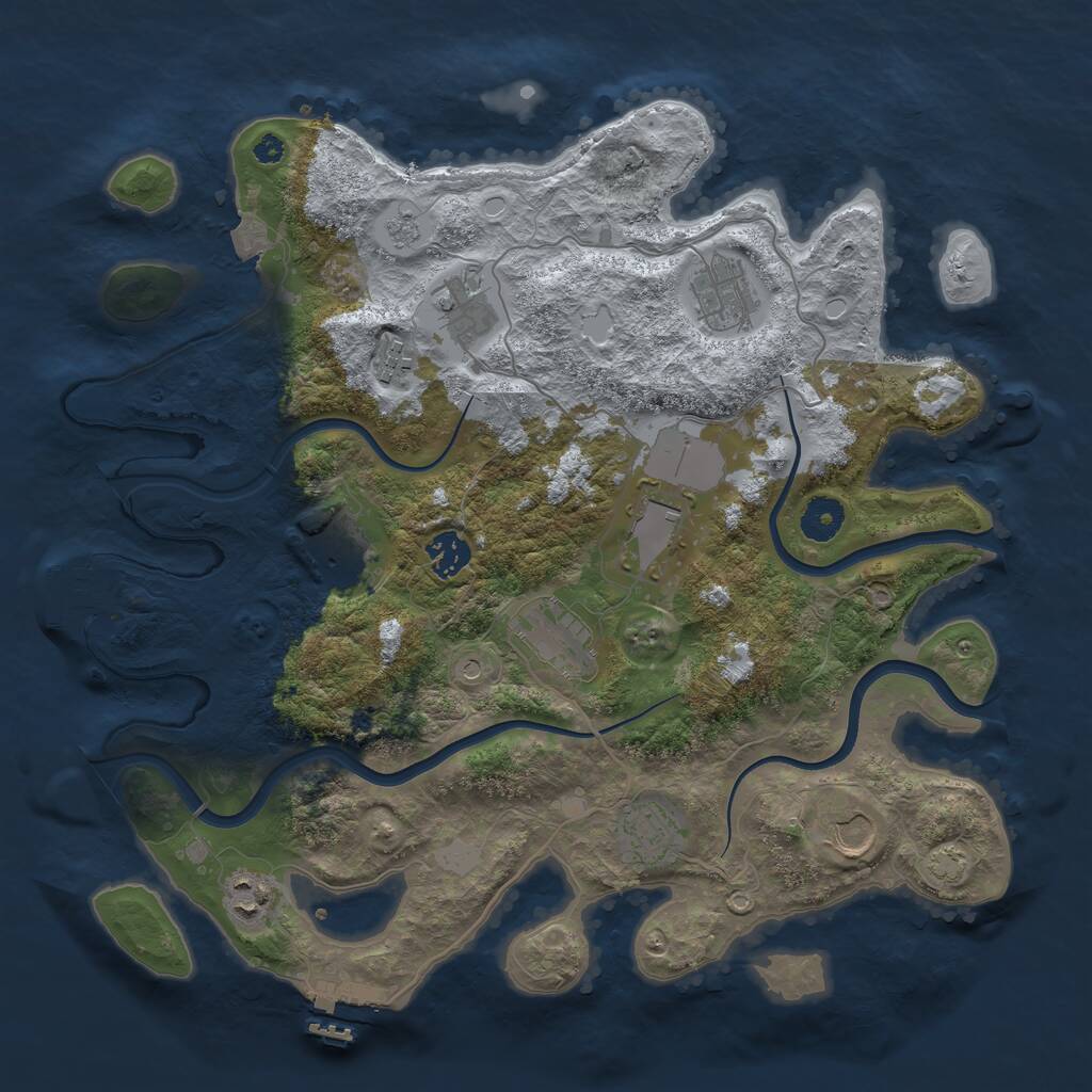 Rust Map: Procedural Map, Size: 3750, Seed: 620042213, 16 Monuments