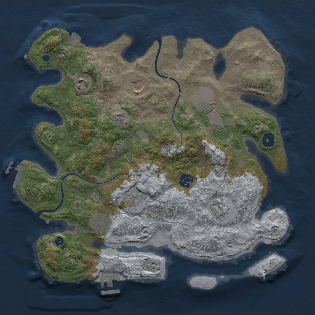 Rust Map: Procedural Map, Size: 3500, Seed: 90524, 14 Monuments