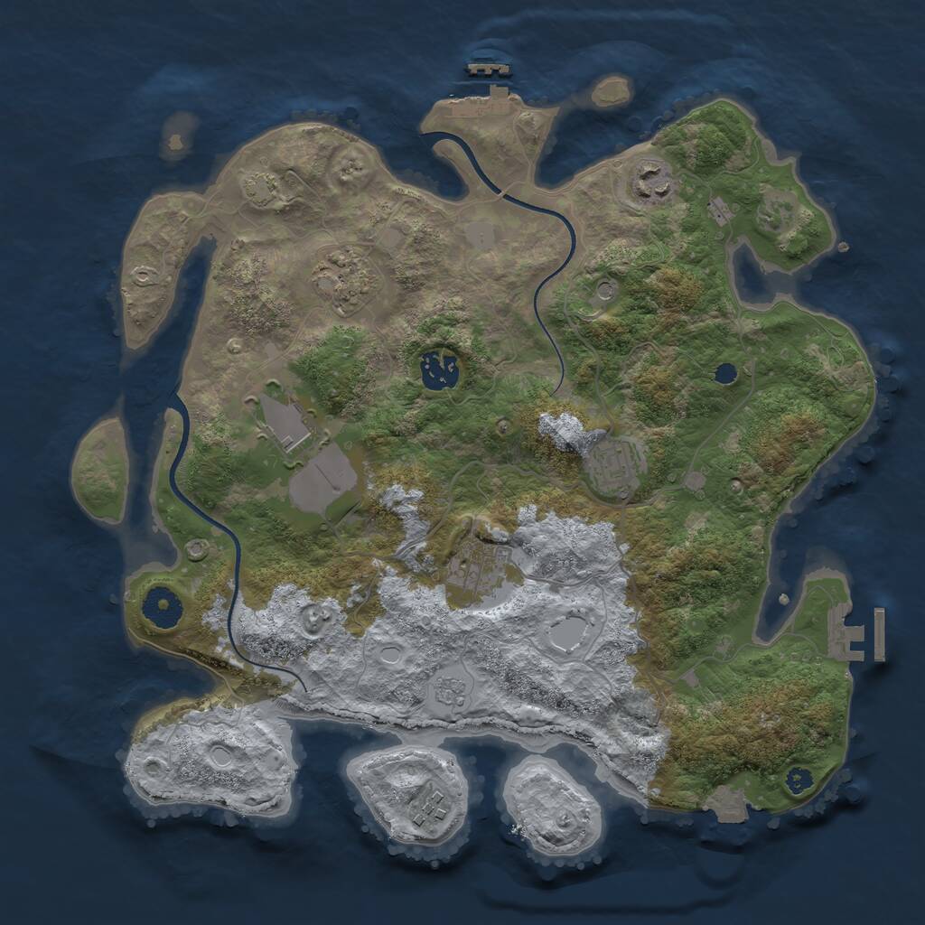Rust Map: Procedural Map, Size: 3500, Seed: 448076587, 13 Monuments