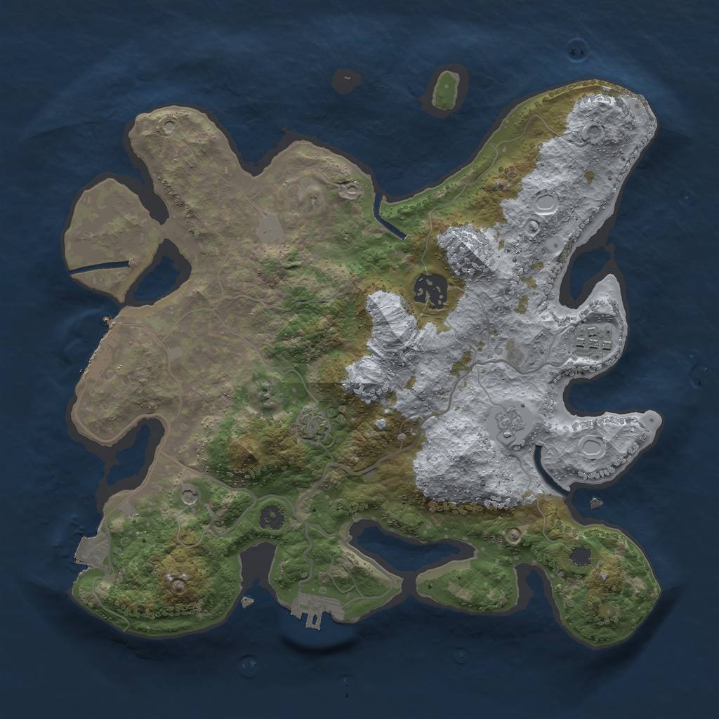 Rust Map: Procedural Map, Size: 3000, Seed: 1788299580, 10 Monuments