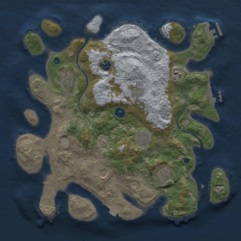 Rust Map: Procedural Map, Size: 3500, Seed: 134007139, 14 Monuments