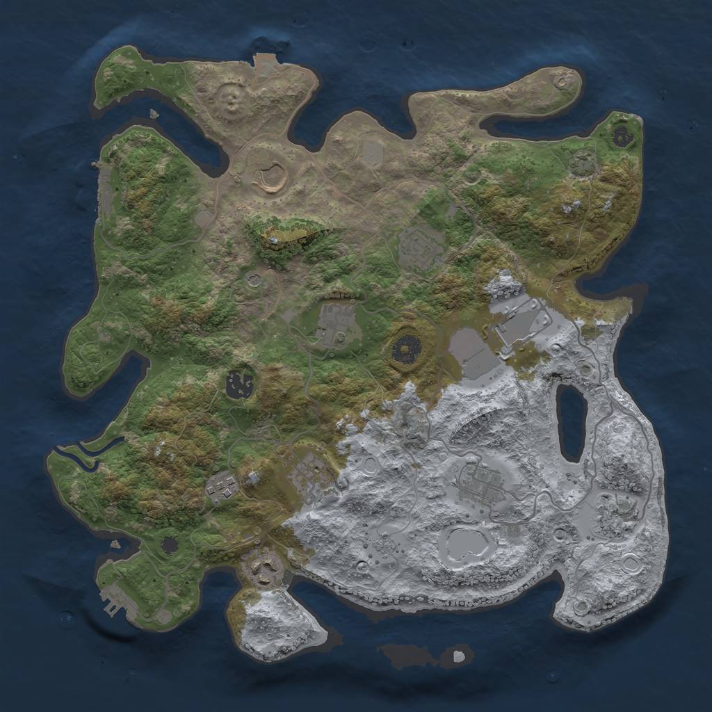 Rust Map: Procedural Map, Size: 3650, Seed: 39337153, 18 Monuments