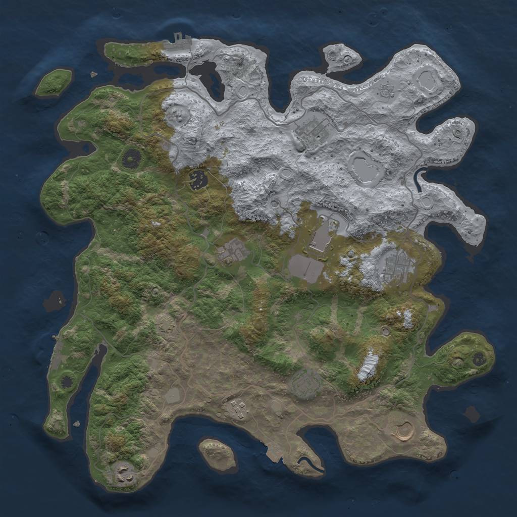 Rust Map: Procedural Map, Size: 4000, Seed: 930404393, 17 Monuments