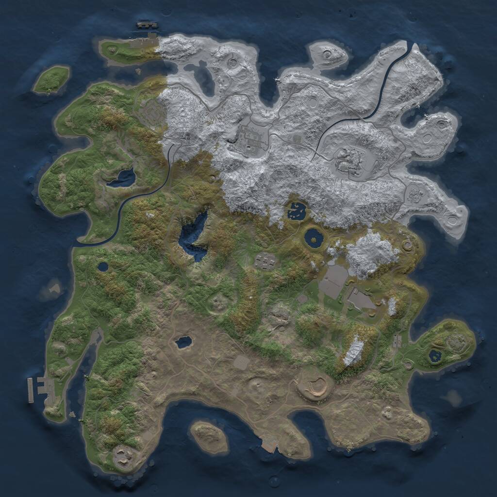 Rust Map: Procedural Map, Size: 4000, Seed: 930404393, 14 Monuments