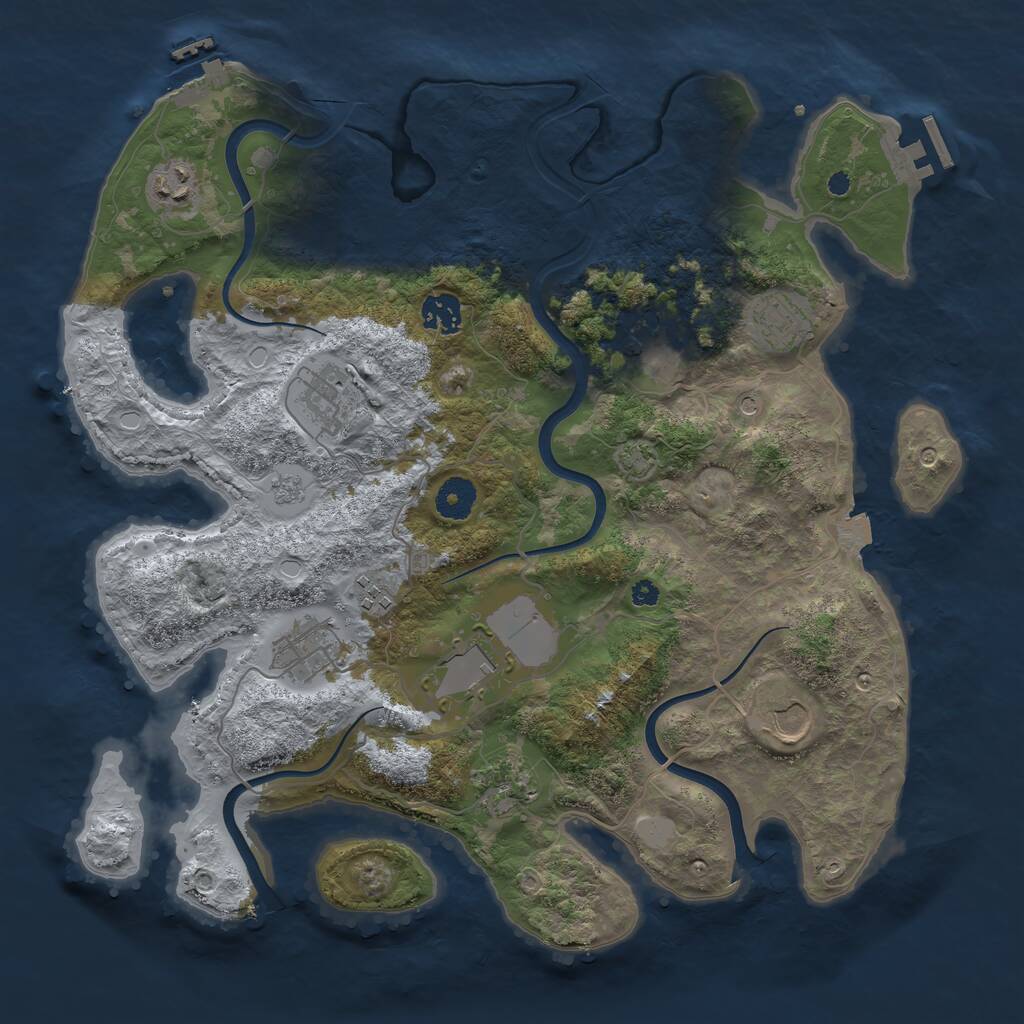 Rust Map: Procedural Map, Size: 3750, Seed: 33632, 16 Monuments