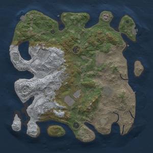 Thumbnail Rust Map: Procedural Map, Size: 3750, Seed: 33632, 17 Monuments