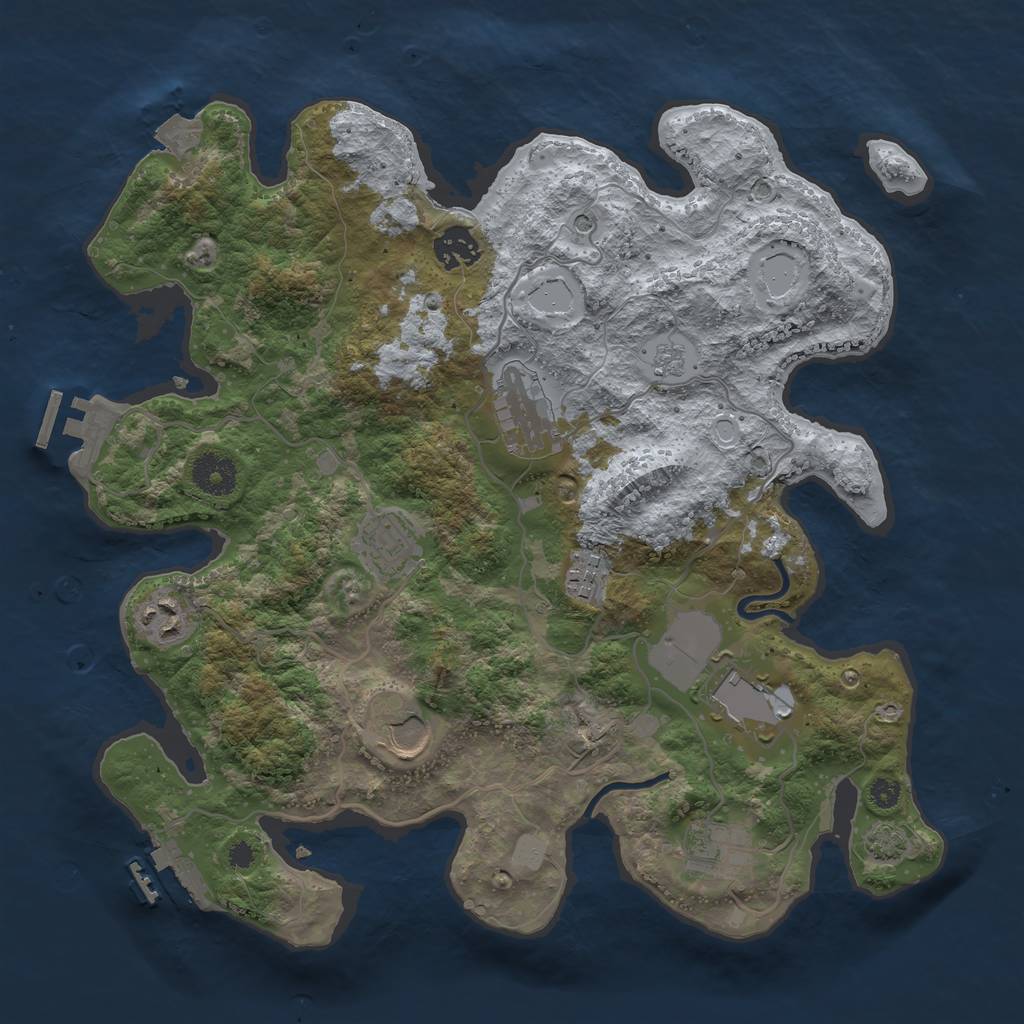 Rust Map: Procedural Map, Size: 3500, Seed: 1724910375, 16 Monuments