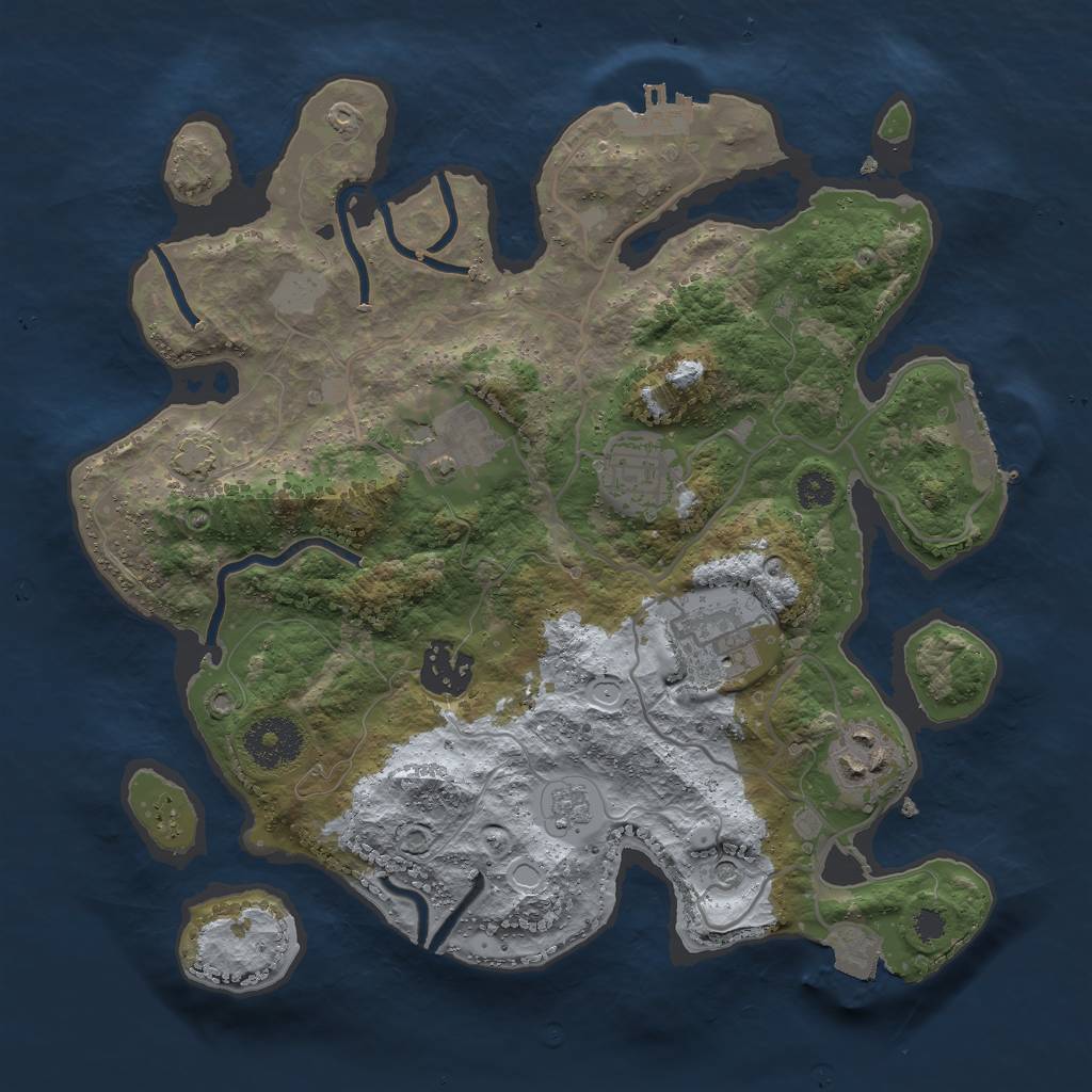 Rust Map: Procedural Map, Size: 3000, Seed: 1687379927, 13 Monuments