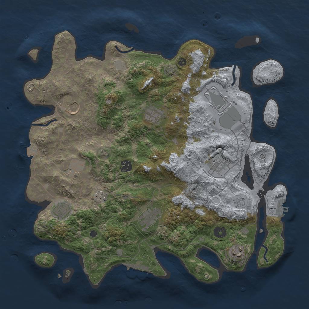 Rust Map: Procedural Map, Size: 3750, Seed: 3539301, 18 Monuments