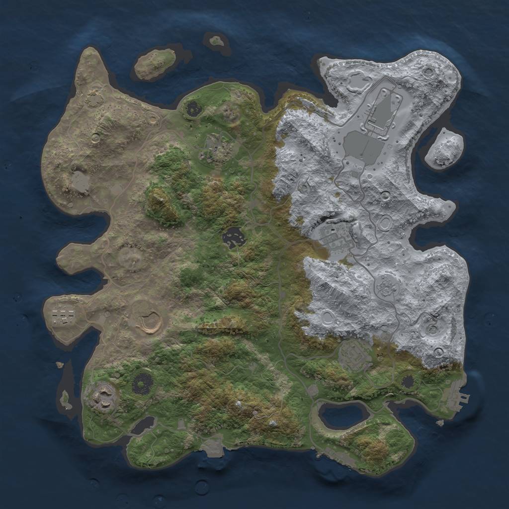 Rust Map: Procedural Map, Size: 3500, Seed: 998098, 16 Monuments