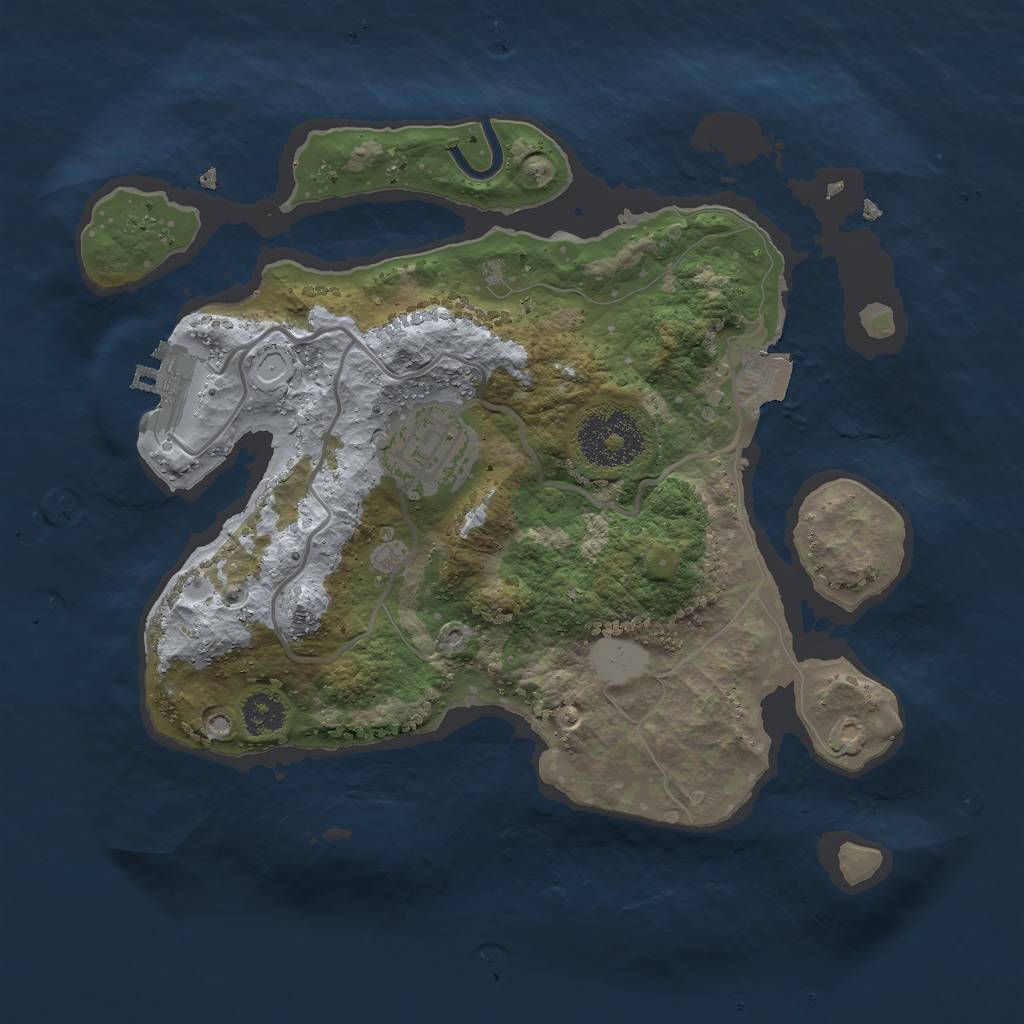 Rust Map: Procedural Map, Size: 2500, Seed: 2050859750, 5 Monuments