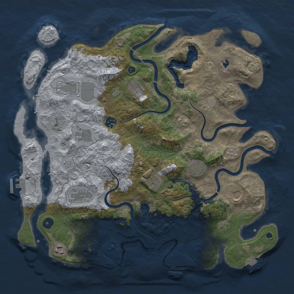 Rust Map: Procedural Map, Size: 4100, Seed: 85862192, 16 Monuments