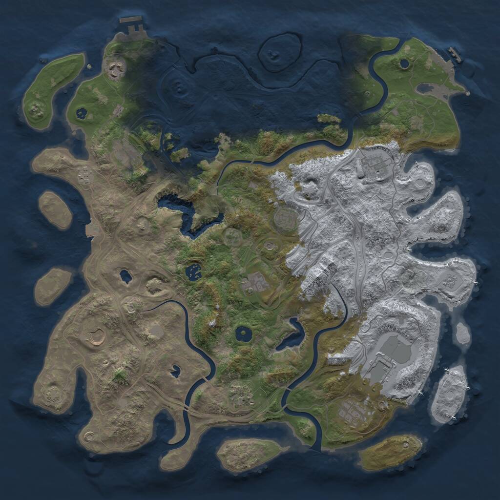 Rust Map: Procedural Map, Size: 4500, Seed: 754505627, 17 Monuments