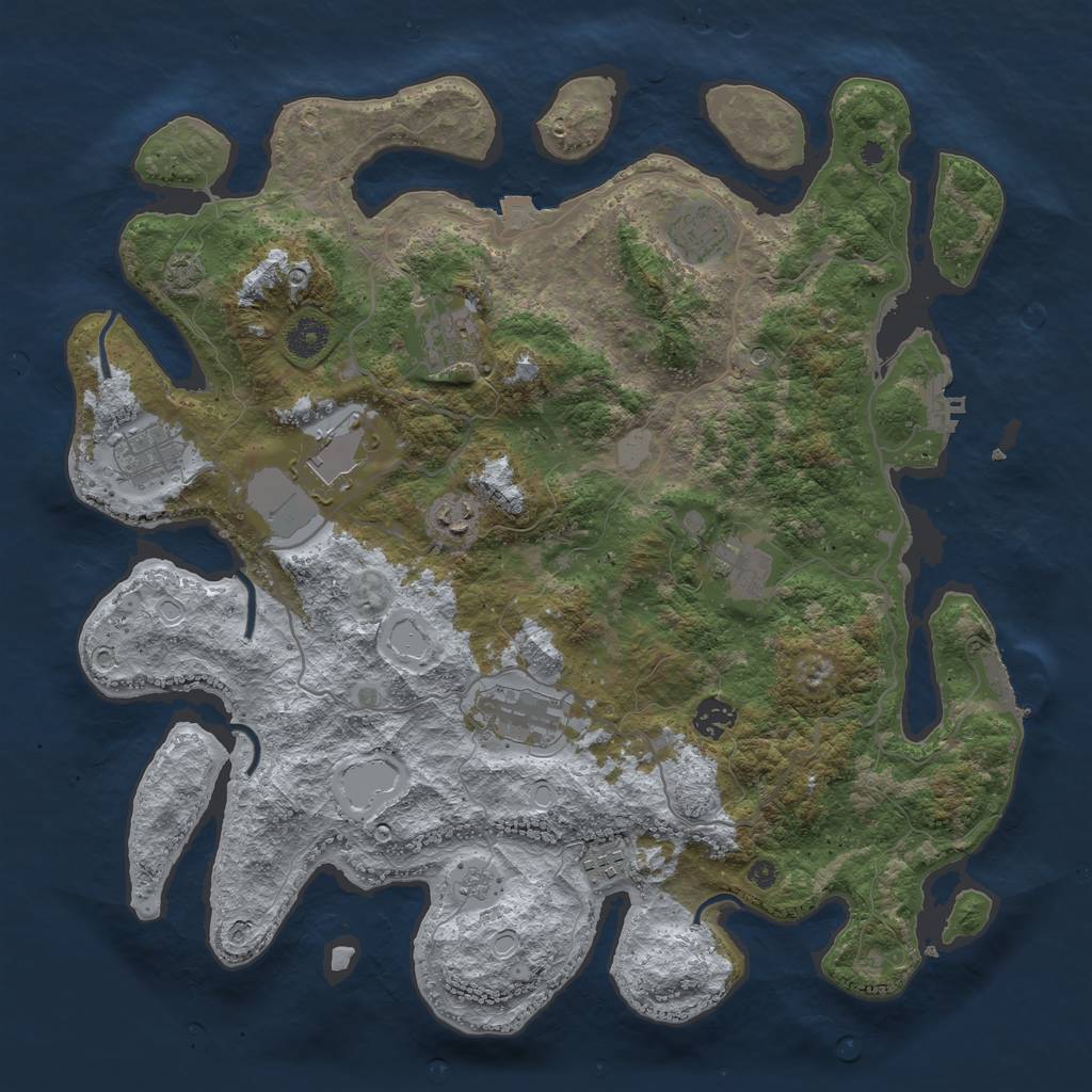 Rust Map: Procedural Map, Size: 4000, Seed: 1762842173, 17 Monuments