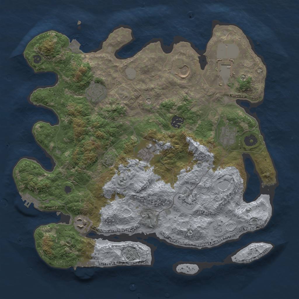 Rust Map: Procedural Map, Size: 3600, Seed: 90524, 17 Monuments