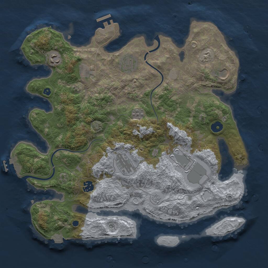 Rust Map: Procedural Map, Size: 3600, Seed: 90524, 14 Monuments