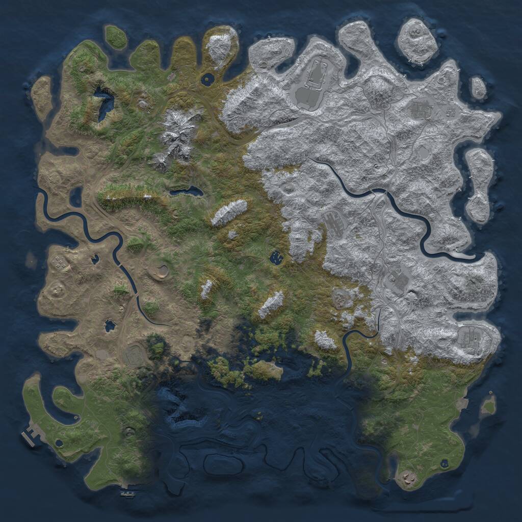 Rust Map: Procedural Map, Size: 6000, Seed: 409085859, 17 Monuments