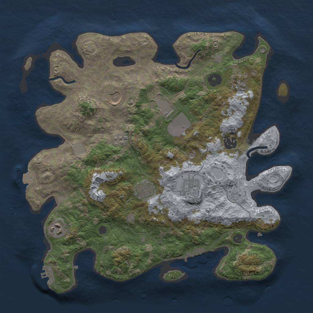 Rust Map: Procedural Map, Size: 3500, Seed: 1465579864, 16 Monuments