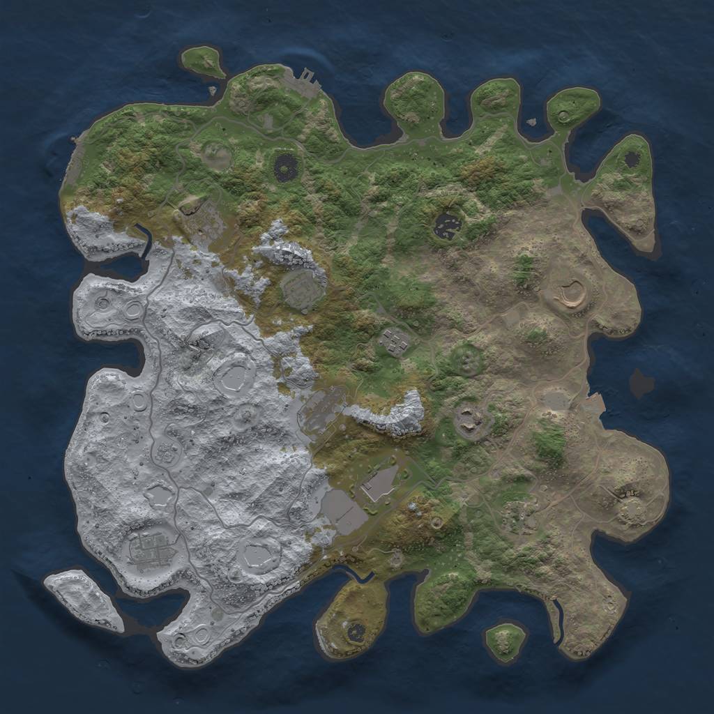Rust Map: Procedural Map, Size: 4000, Seed: 832793, 18 Monuments