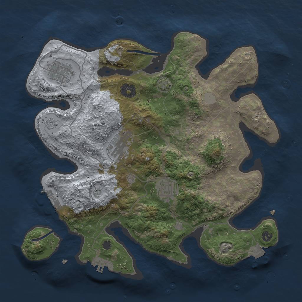 Rust Map: Procedural Map, Size: 3000, Seed: 821095398, 11 Monuments
