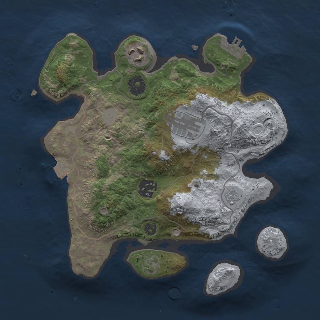 Rust Map: Procedural Map, Size: 2600, Seed: 858389646, 8 Monuments