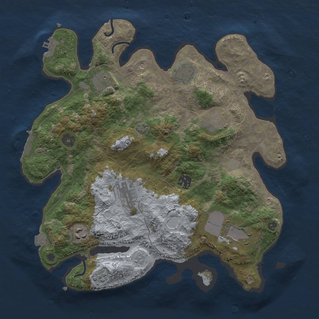 Rust Map: Procedural Map, Size: 3500, Seed: 761018413, 16 Monuments