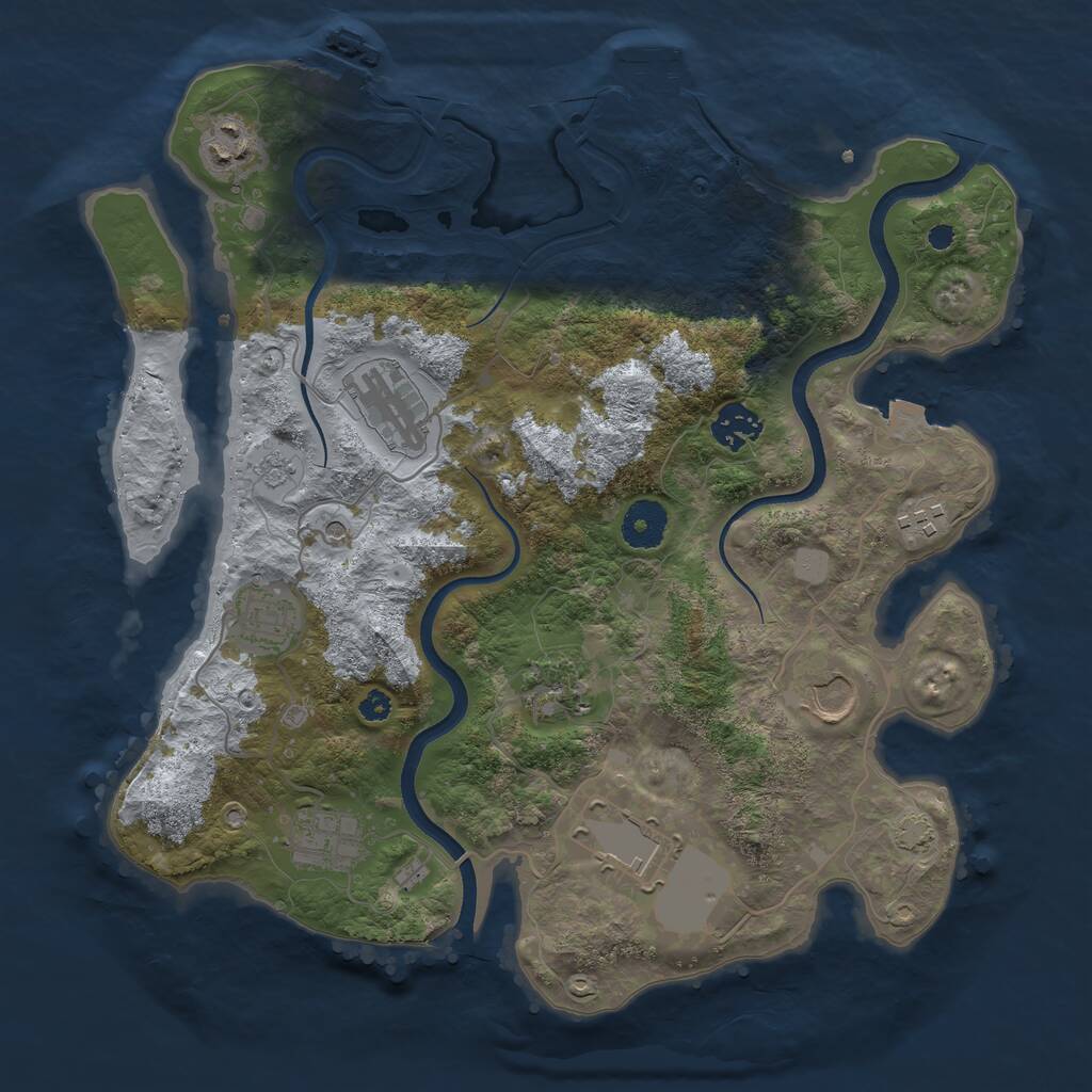 Rust Map: Procedural Map, Size: 3500, Seed: 1201514589, 15 Monuments