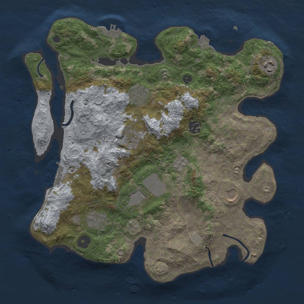 Rust Map: Procedural Map, Size: 3500, Seed: 1201514589, 15 Monuments