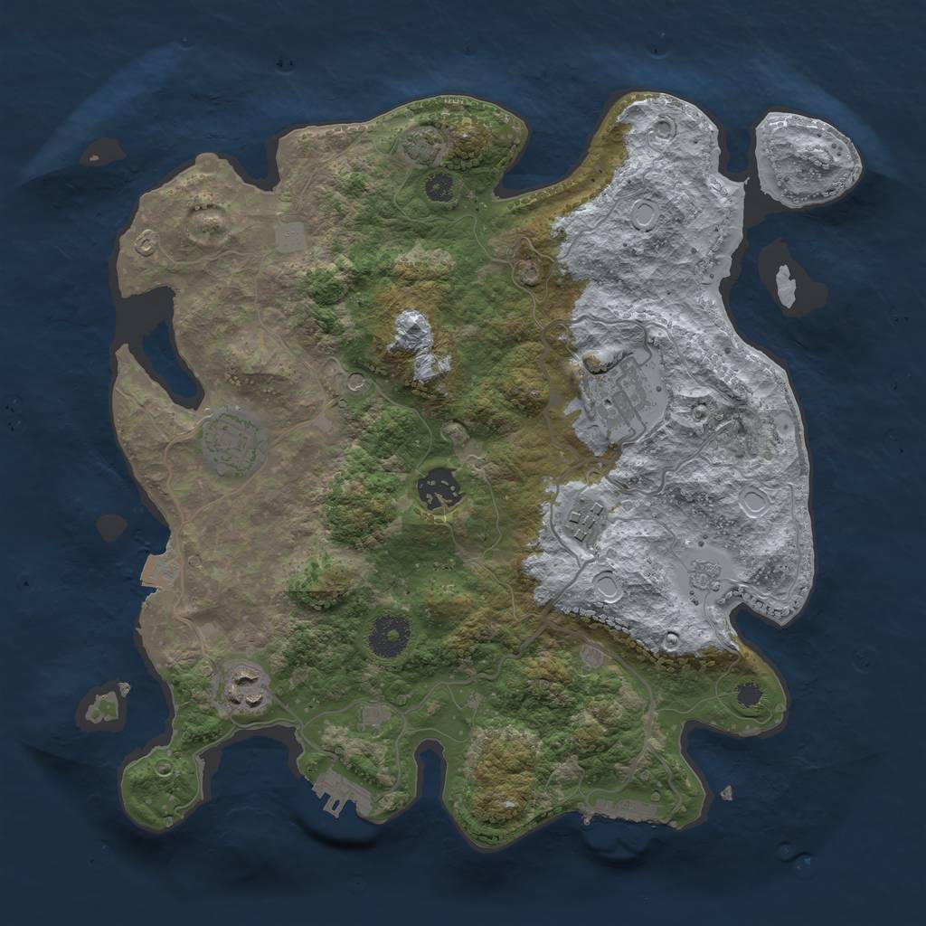 Rust Map: Procedural Map, Size: 3300, Seed: 1546065313, 13 Monuments