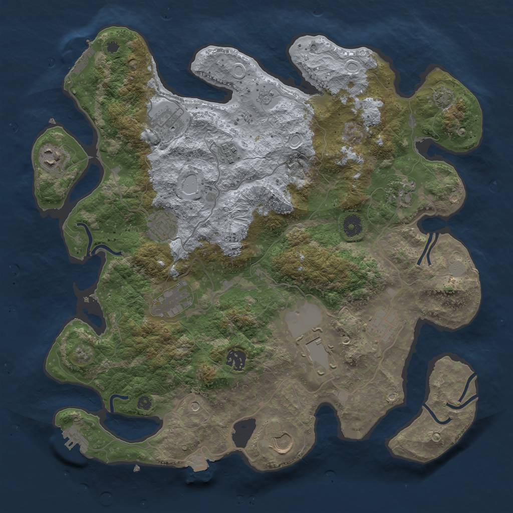 Rust Map: Procedural Map, Size: 3750, Seed: 933881, 18 Monuments