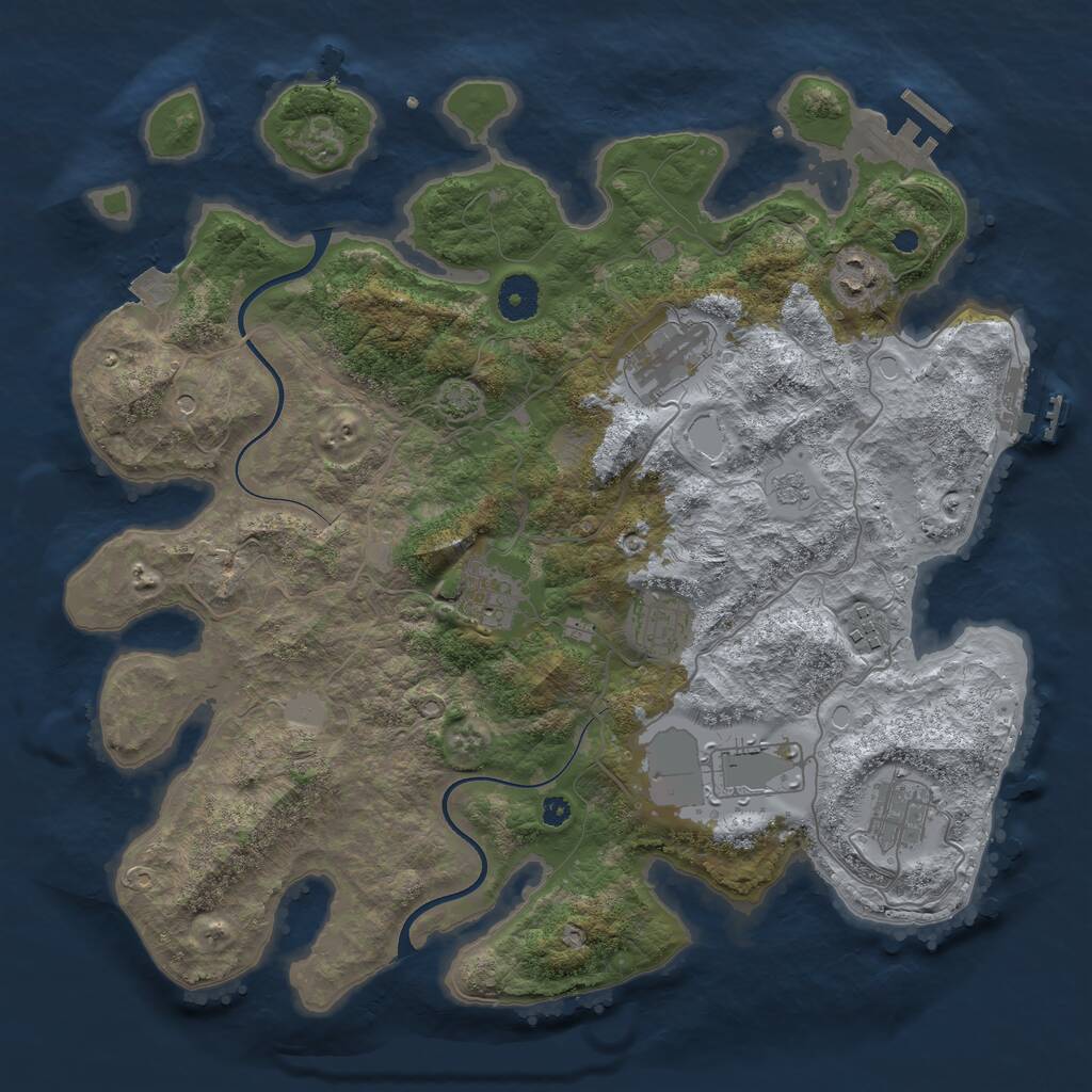 Rust Map: Procedural Map, Size: 3700, Seed: 45648565, 13 Monuments