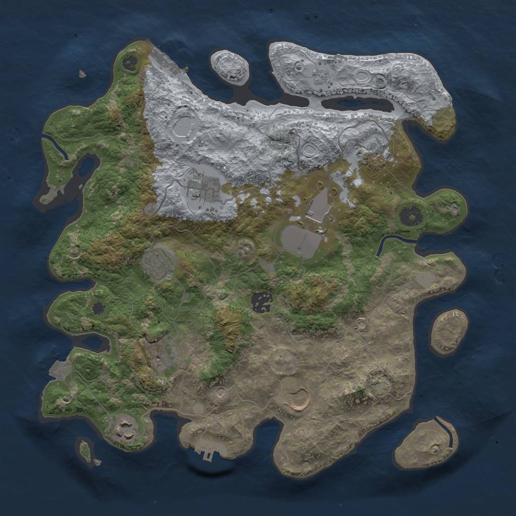 Rust Map: Procedural Map, Size: 3500, Seed: 1216431602, 16 Monuments