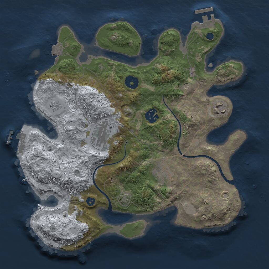 Rust Map: Procedural Map, Size: 3000, Seed: 26647, 10 Monuments