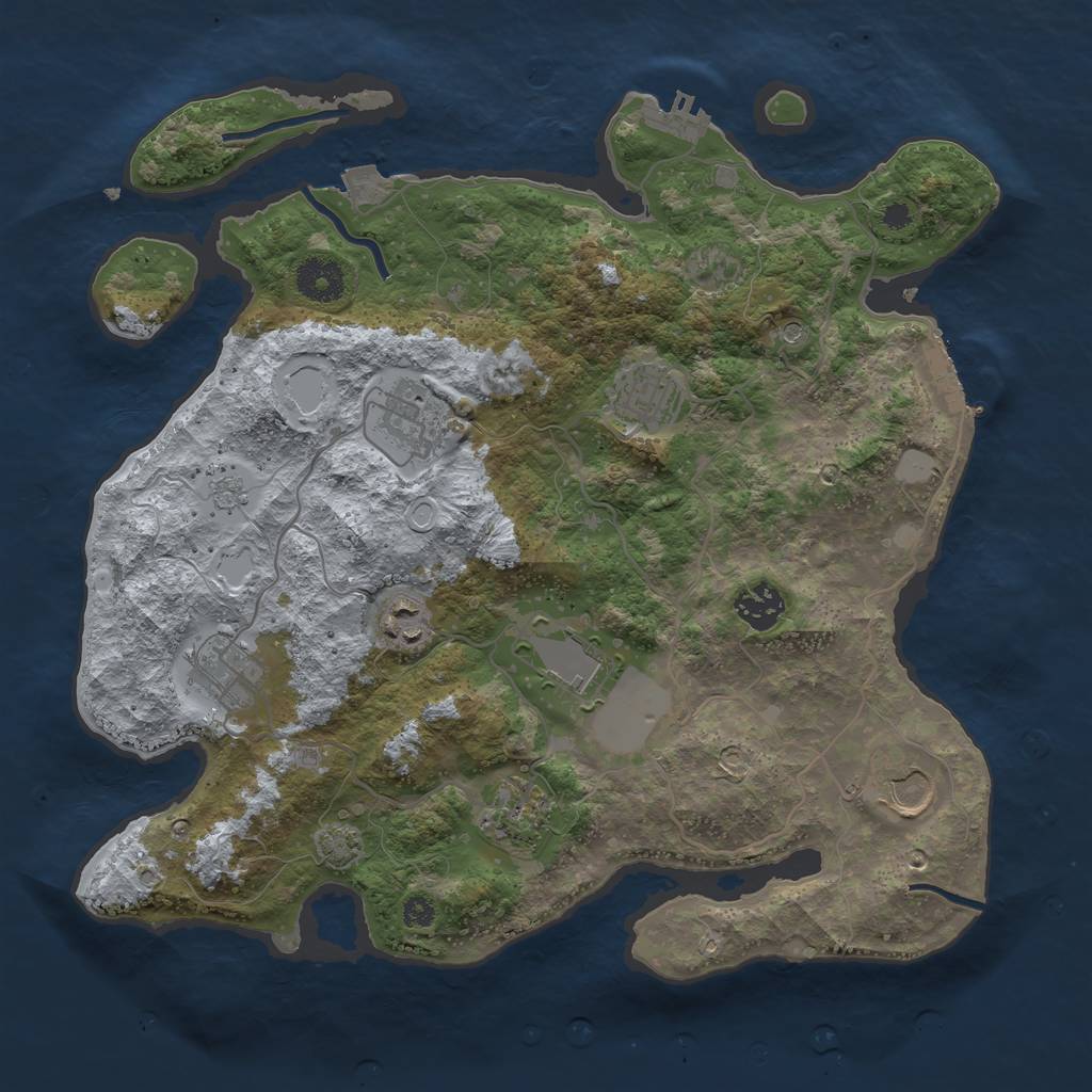 Rust Map: Procedural Map, Size: 3500, Seed: 2031540681, 16 Monuments