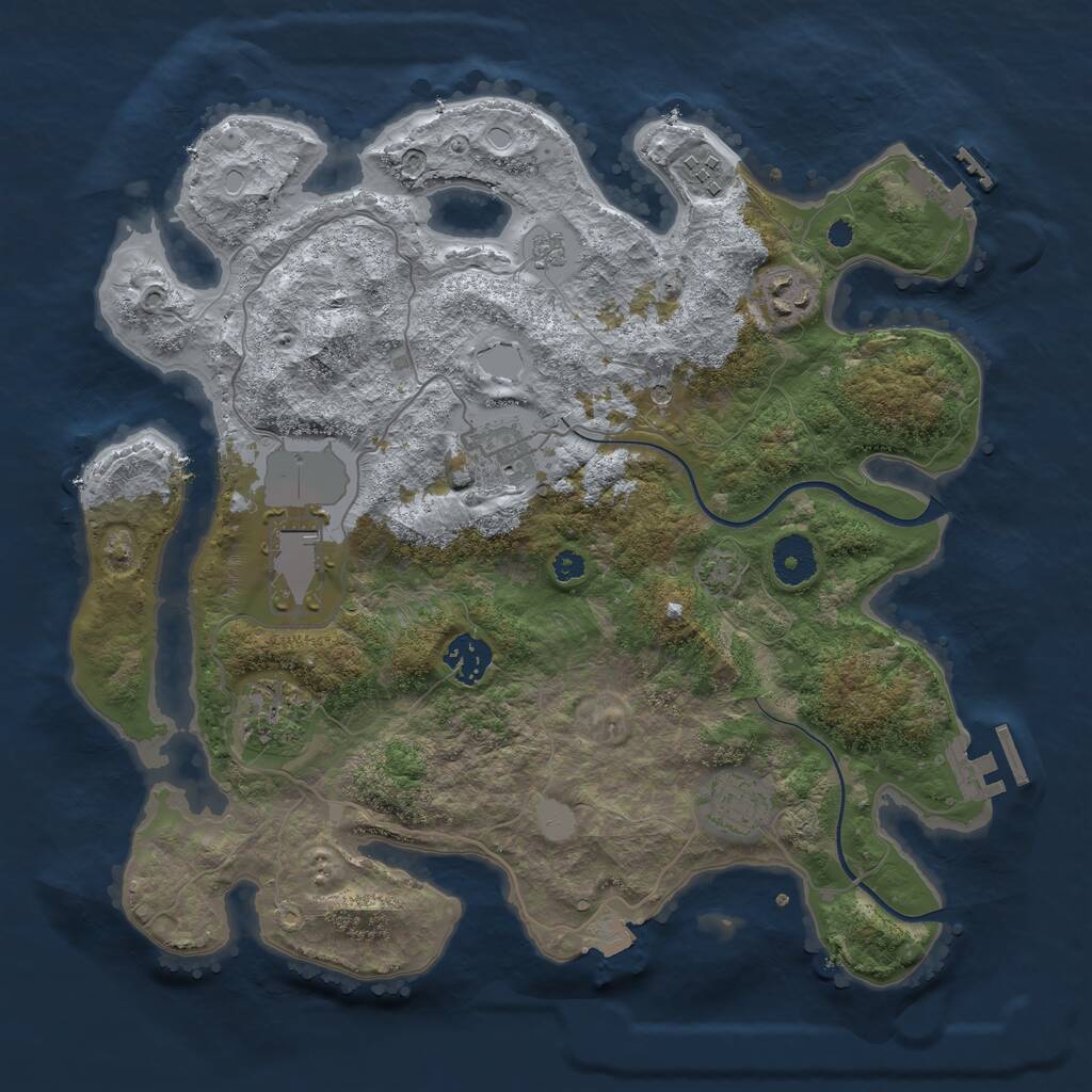 Rust Map: Procedural Map, Size: 3500, Seed: 1714042041, 13 Monuments