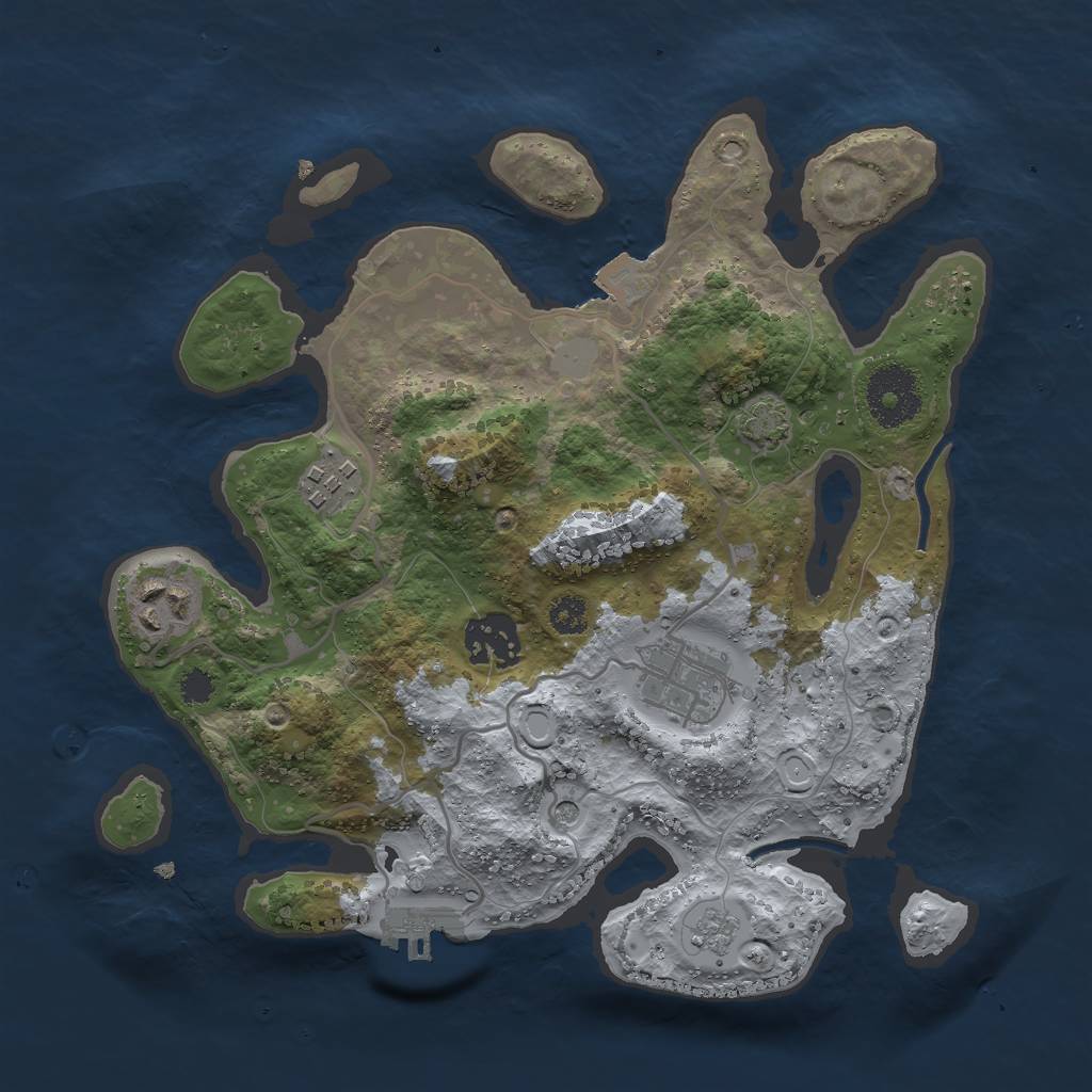 Rust Map: Procedural Map, Size: 2850, Seed: 215868464, 11 Monuments