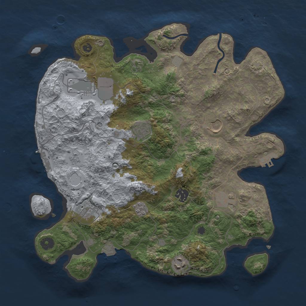 Rust Map: Procedural Map, Size: 3500, Seed: 1231099195, 16 Monuments