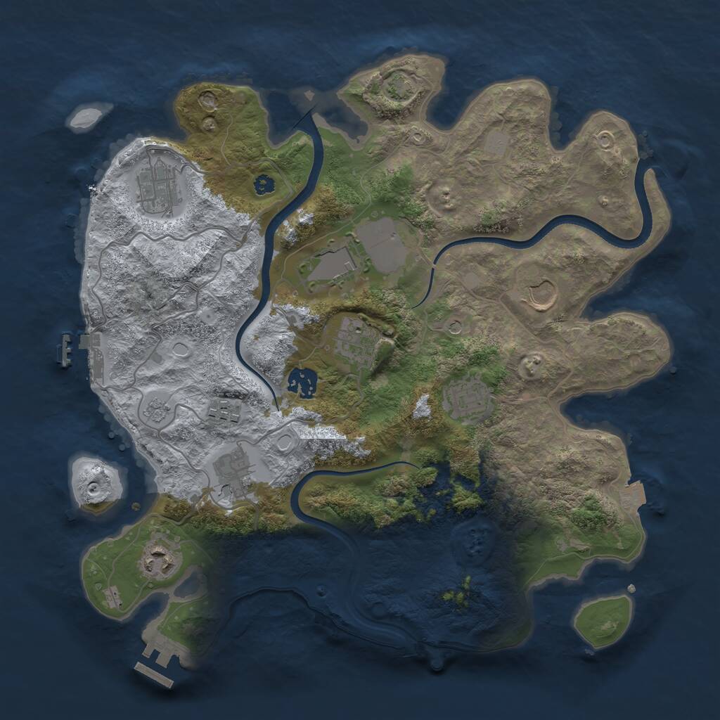 Rust Map: Procedural Map, Size: 3500, Seed: 1231099195, 15 Monuments