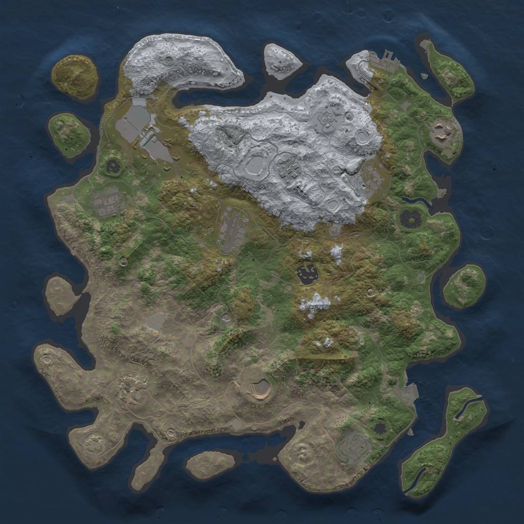 Rust Map: Procedural Map, Size: 3800, Seed: 64418760, 17 Monuments