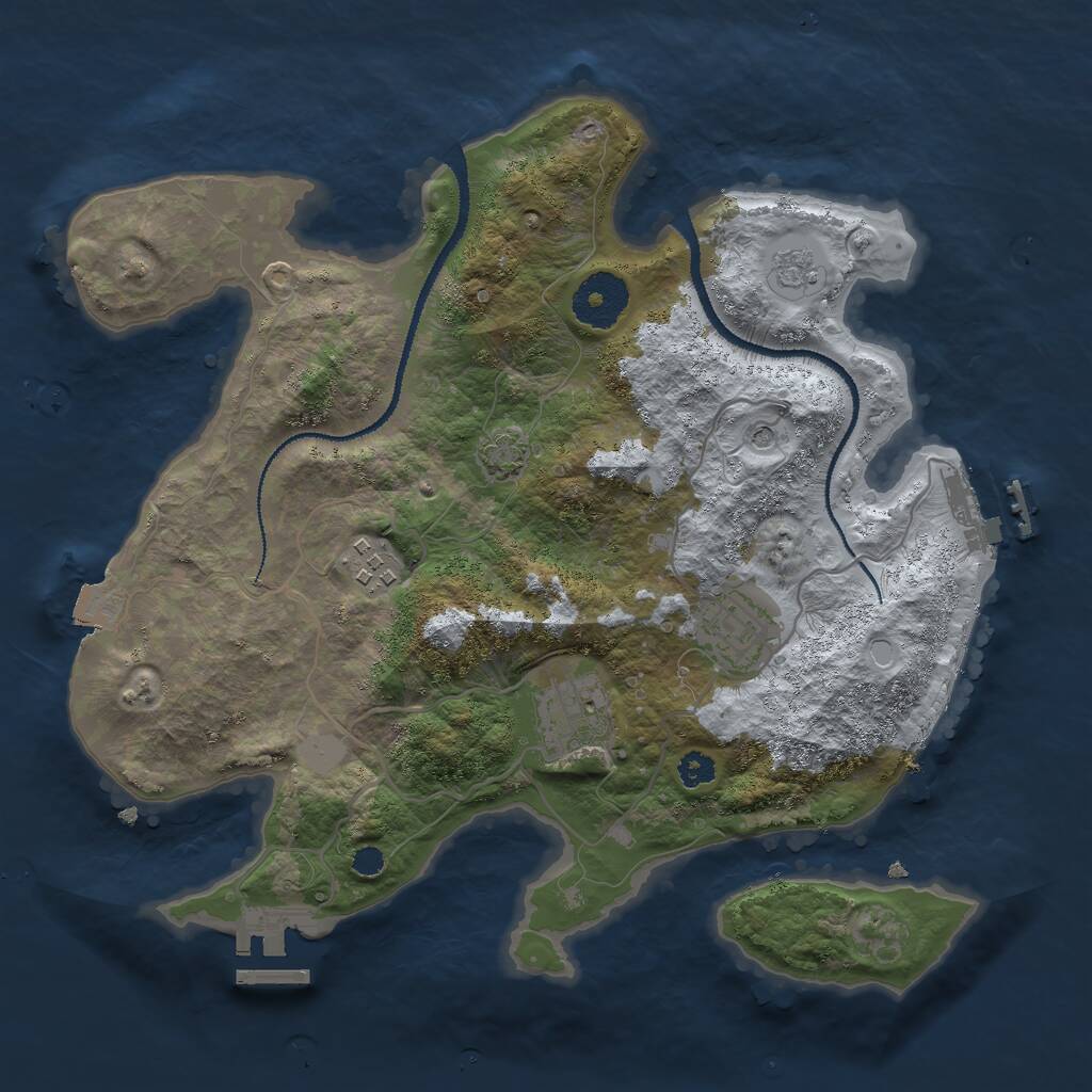 Rust Map: Procedural Map, Size: 3000, Seed: 1482390, 9 Monuments