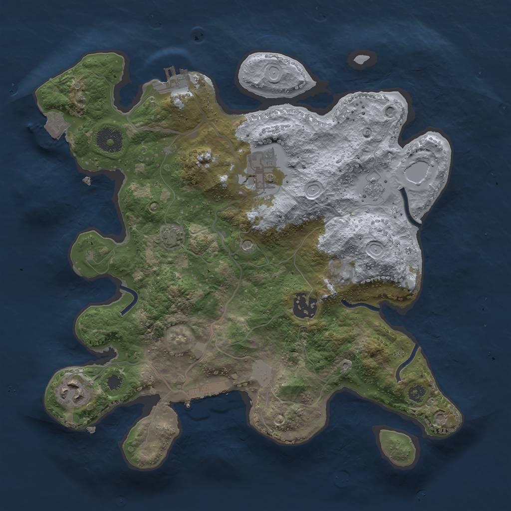 Rust Map: Procedural Map, Size: 3000, Seed: 1581672134, 11 Monuments